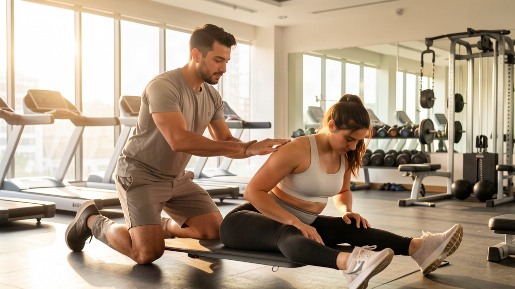 Fitness trainer conducting movement assessment and evaluation