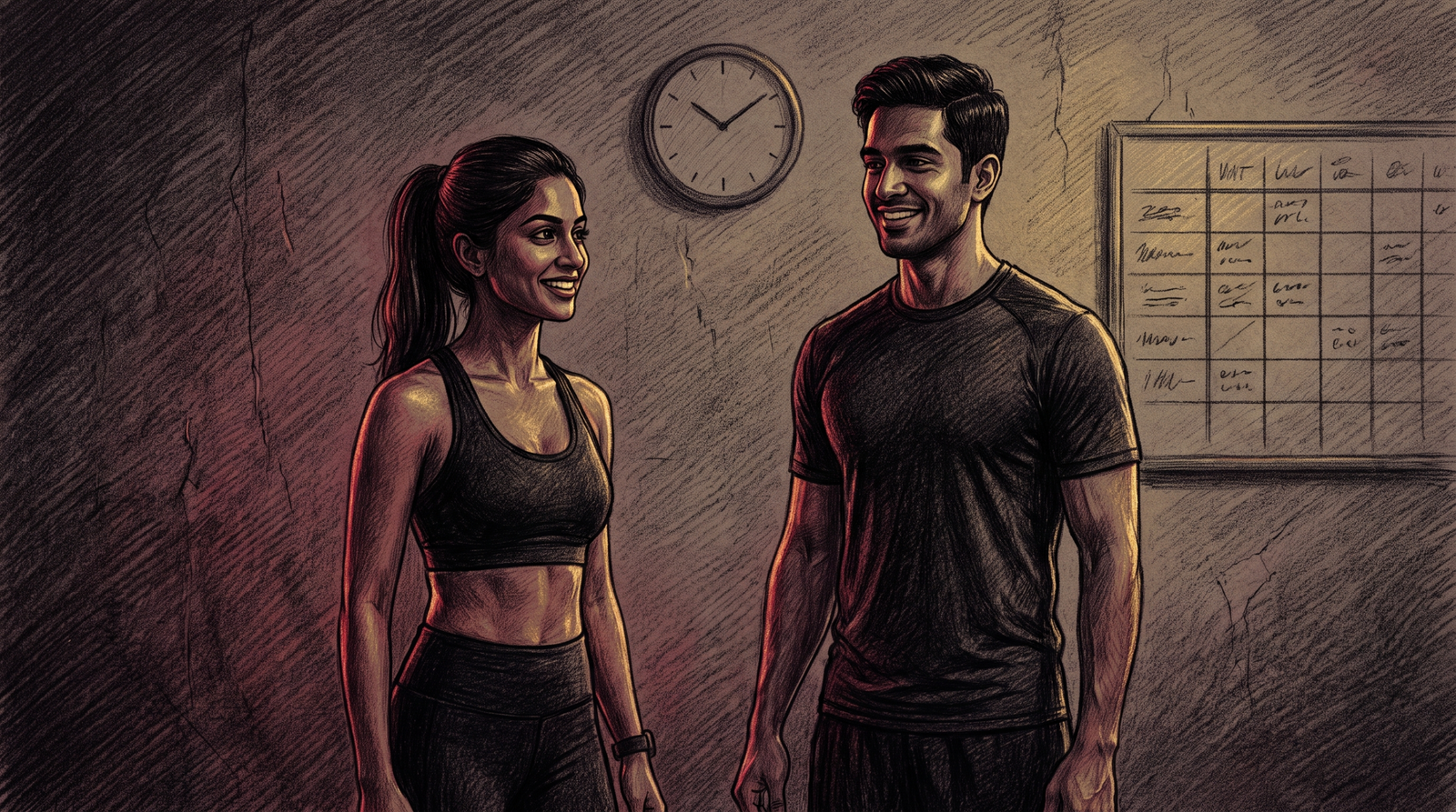 Bodybuilding trainer and client reviewing training progress together in Delhi gym