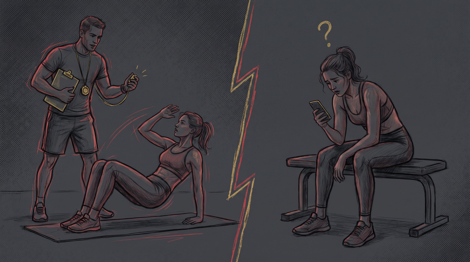 Difference between a coached bodybuilding session with a trainer and trying to train alone