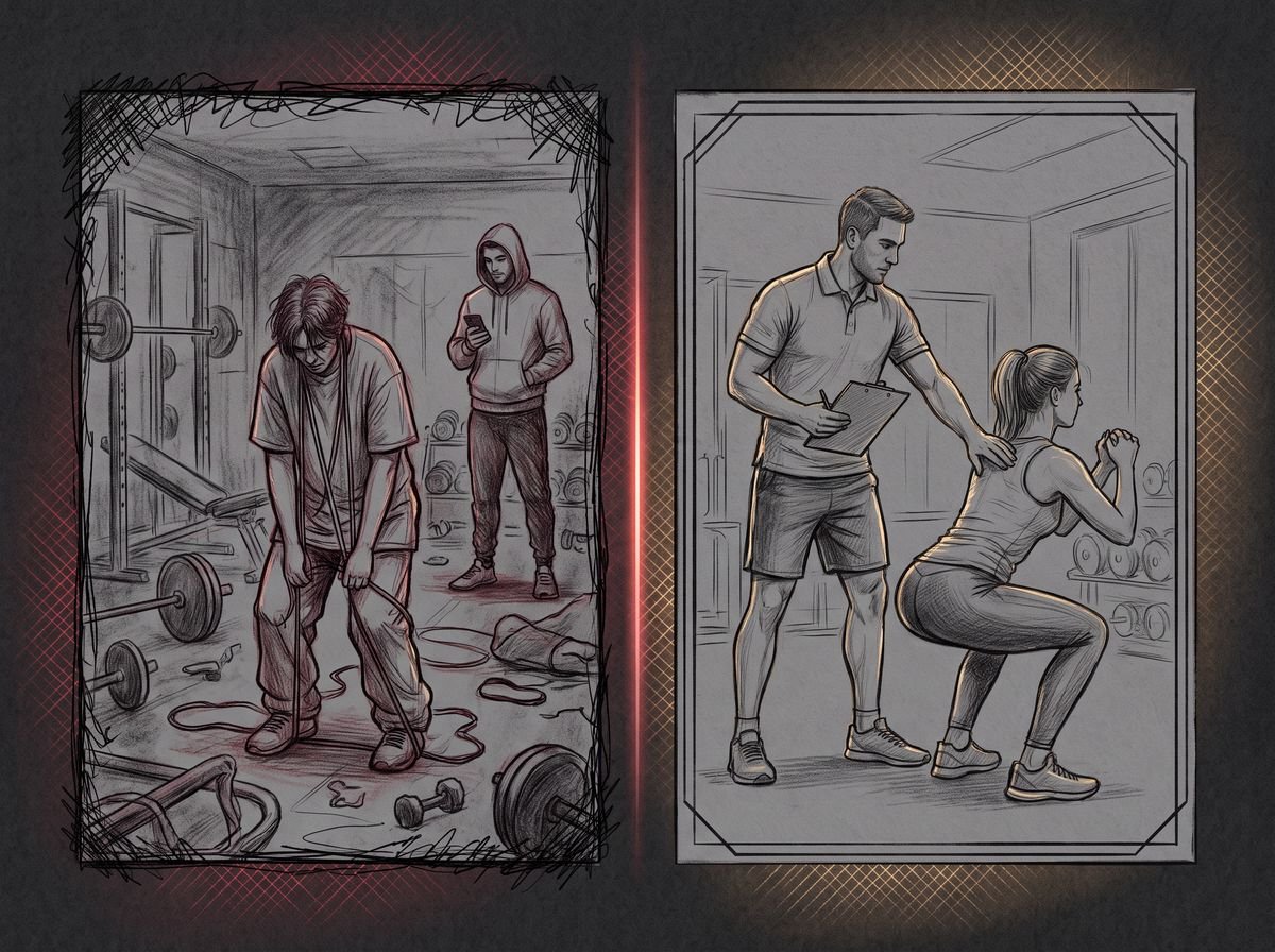 Comparison between a self-directed workout and a coached personal training session